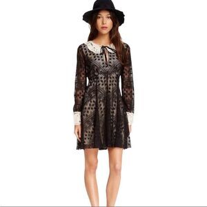 Free People  Talk that Talk Peter Pan Collar Fit and Flare Lace Dress